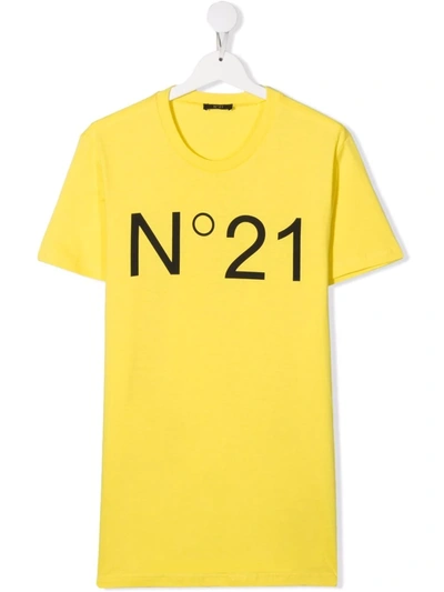 Shop N°21 Logo-print T-shirt In Yellow