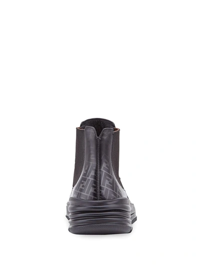Shop Fendi Printed Ff Logo Ankle Boots In Black