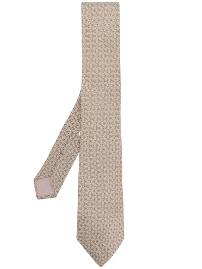 Pre-owned Hermes 1990s Patterned Design Tie In Pink