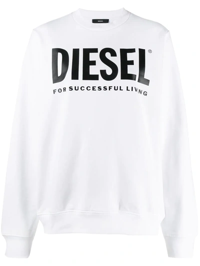 Shop Diesel Logo Print Sweatshirt In White