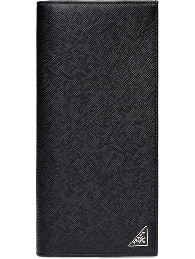Shop Prada Vertical Bi-fold Wallet In Black