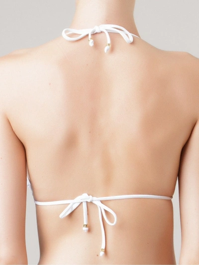 Shop Amir Slama Ruffled Trim Triangle Bikini Top In White