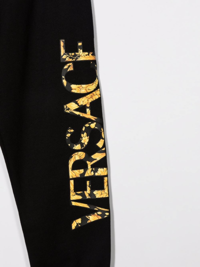 Shop Versace Barocco-logo Track Pants In Black