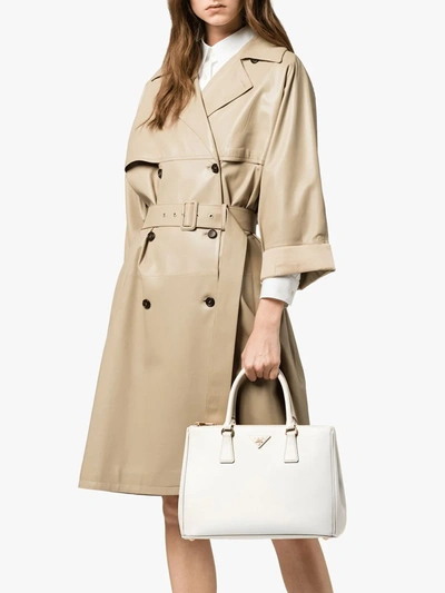 Prada Large Galleria Leather Tote Bag In White