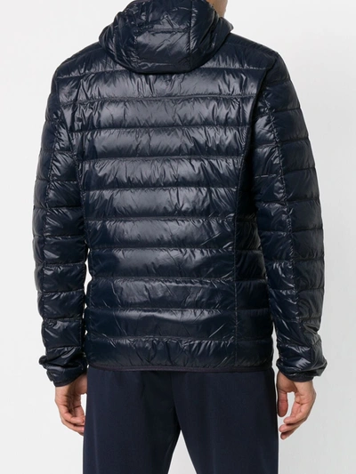 Ea7 Quilted Black Jacket With Down Insulation In Blue