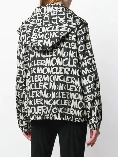Shop Moncler Graffiti Puffer Jacket In Black