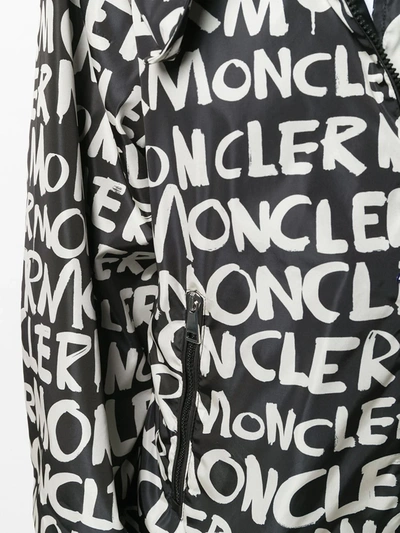 Shop Moncler Graffiti Puffer Jacket In Black