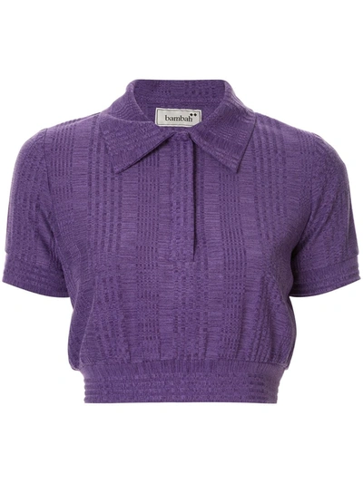 Shop Bambah Cropped Knit Polo Shirt In Purple