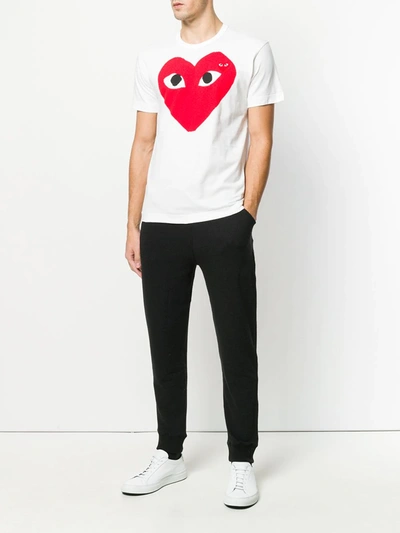 Shop Comme Des Garçons Play Heart Print Logo T-shirt In White