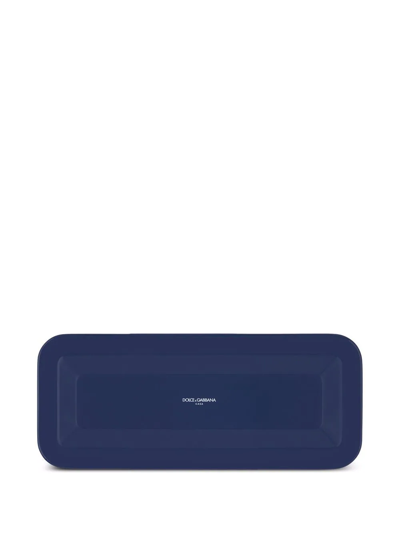 Dolce & Gabbana Small Mediterraneo-print Wooden Tray In Blau