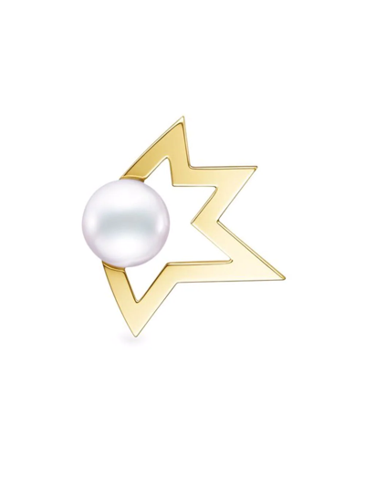 Tasaki 18kt Yellow Gold Collection Line Comet Plus Pearl Earrings In Gold