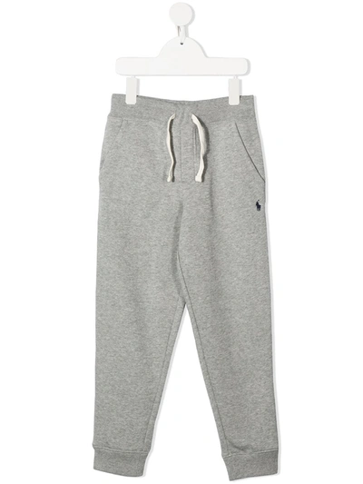 Shop Ralph Lauren Logo Embroidered Track Trousers In Grey