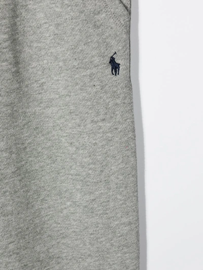 Polo Ralph Lauren Dark Sport Heather Boys' Logo-embroidered Tapered-leg Cotton-blend Jogging Bottoms In Grey