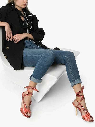 Shop Dolce & Gabbana 105mm Python-effect Sandals In Pink