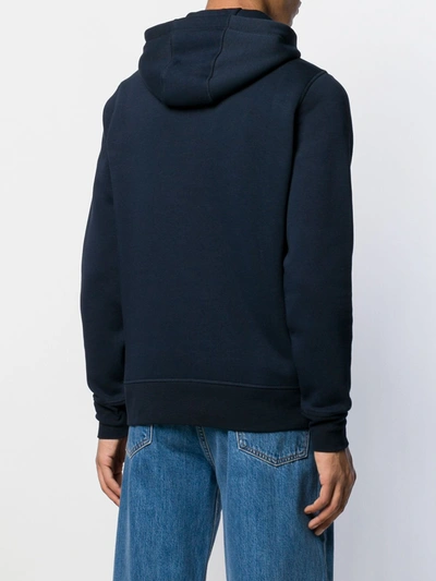 Tommy Hilfiger Embroidered Flag Logo Hoodie In Black In Blue
