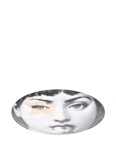 Fornasetti Face Print Plate In Black