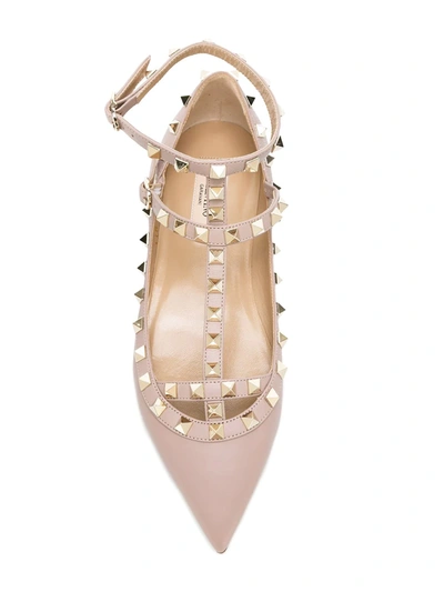 Shop Valentino Rockstud Ballerinas In Pink