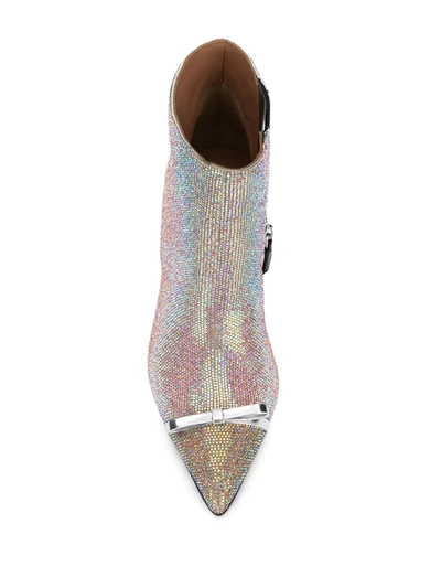Shop Marco De Vincenzo Iridescent Studded 55mm Leather Boots In Pink