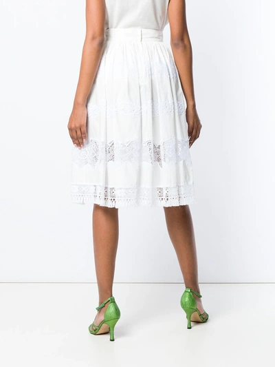 Shop Dolce & Gabbana Lace Panel Skirt In White