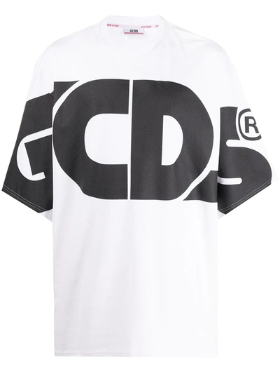 Shop Gcds Oversized Logo Print T-shirt In White