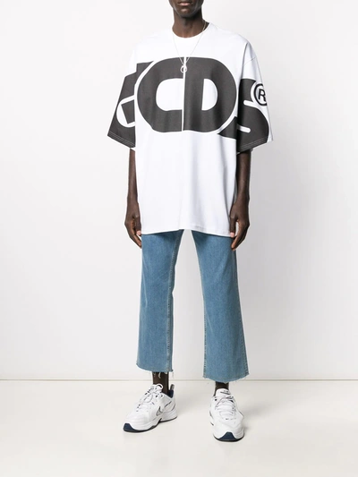 Shop Gcds Oversized Logo Print T-shirt In White