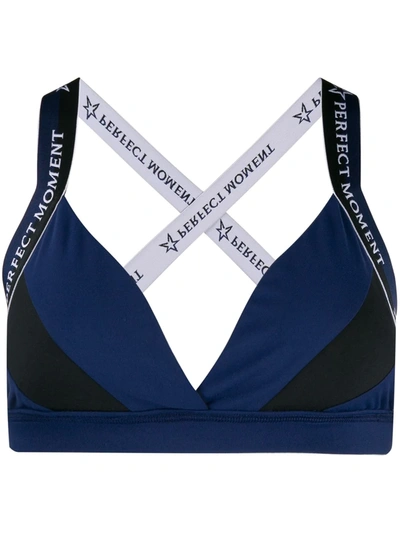 Shop Perfect Moment Allos Sports Bra In Navy/ Black