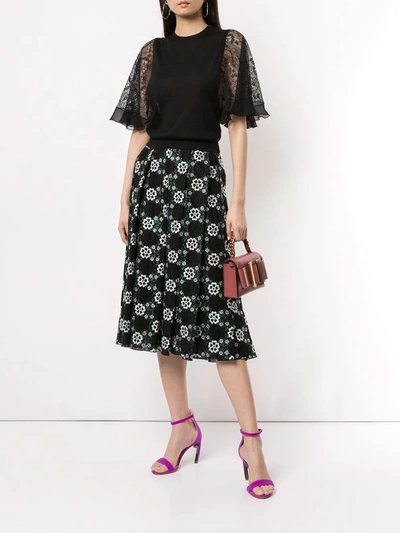 Shop Giambattista Valli Floral Embroidered Skirt In Black