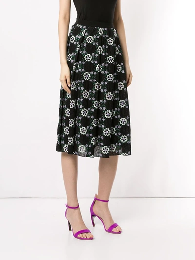 Shop Giambattista Valli Floral Embroidered Skirt In Black