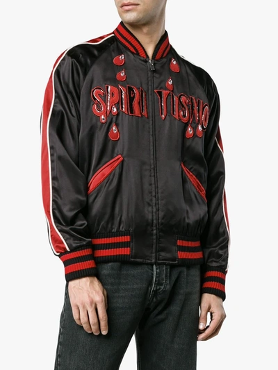 Shop Gucci Spiritismo Silk Bomber Jacket In Black