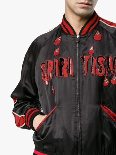 Shop Gucci Spiritismo Silk Bomber Jacket In Black