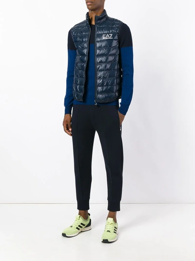 Ea7 Sleeveless Zip Up Jacket In Blue