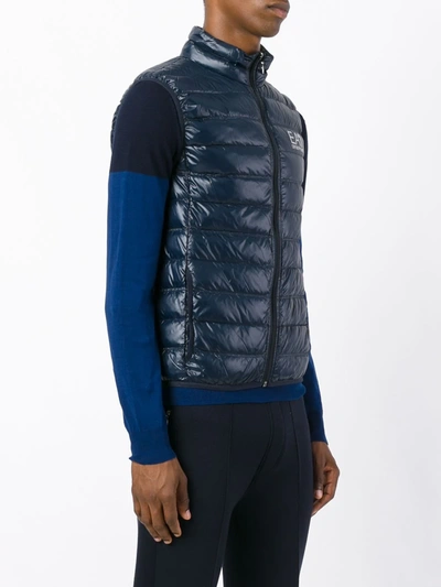 Ea7 Sleeveless Zip Up Jacket In Blue