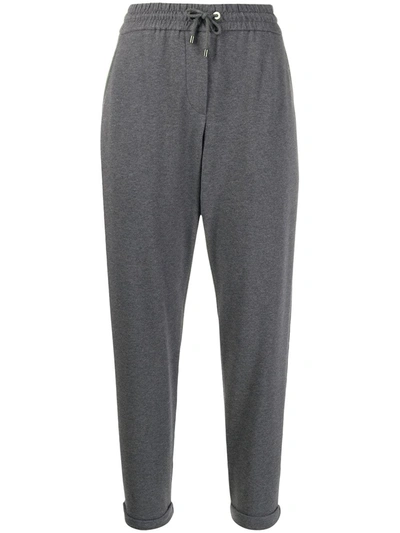 Shop Brunello Cucinelli Tapered-leg Drawstring Track Pants In Grey