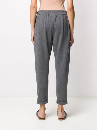 Shop Brunello Cucinelli Tapered-leg Drawstring Track Pants In Grey