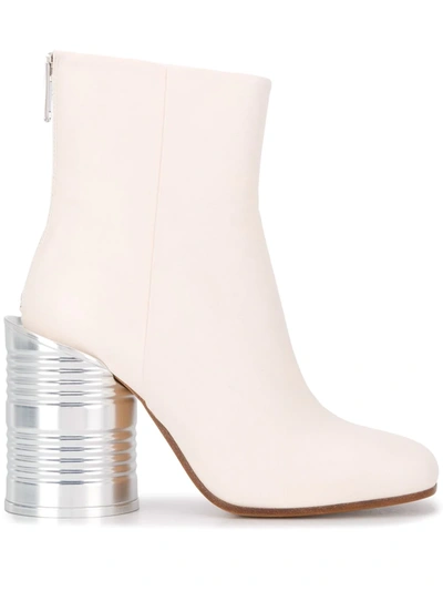 Shop Mm6 Maison Margiela Tin Can Heel Ankle Boot In Neutrals