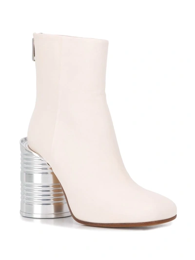 Shop Mm6 Maison Margiela Tin Can Heel Ankle Boot In Neutrals