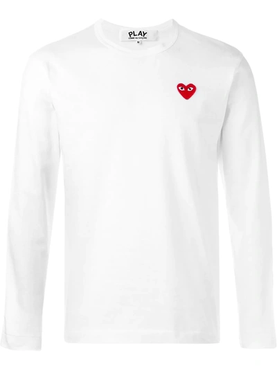 Shop Comme Des Garçons Play Embroidered Heart T-shirt In White