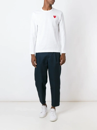 Shop Comme Des Garçons Play Embroidered Heart T-shirt In White