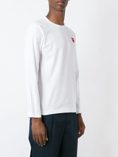 Shop Comme Des Garçons Play Embroidered Heart T-shirt In White