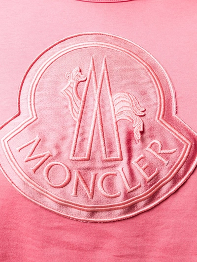 Shop Moncler Large Chest Logo T-shirt In Pink