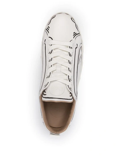 Shop Chloé Lauren Outlined Low-top Sneakers In White