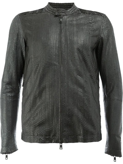 Shop Giorgio Brato Snakeskin Effect Leather Jacket In Black