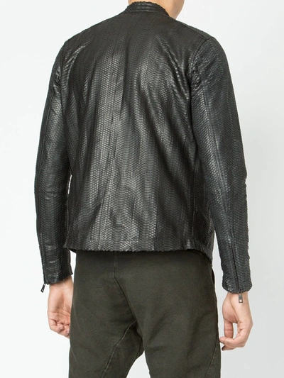 Shop Giorgio Brato Snakeskin Effect Leather Jacket In Black