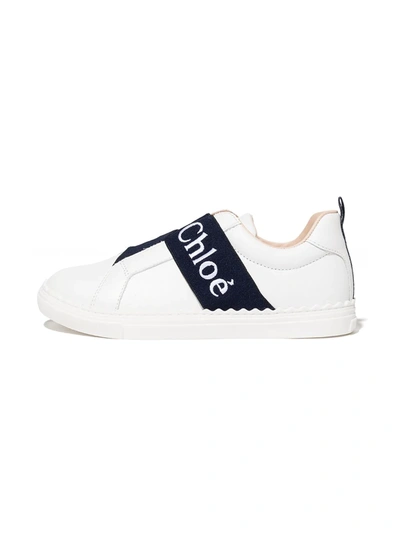 Shop Chloé Logo-tape Low-top Sneakers In White