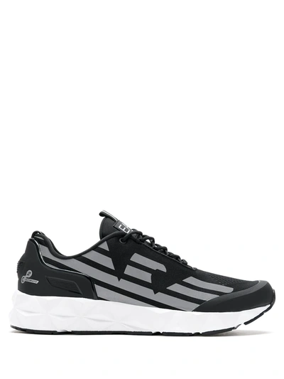 Shop Ea7 Side Logo-print Low-top Sneakers In Black