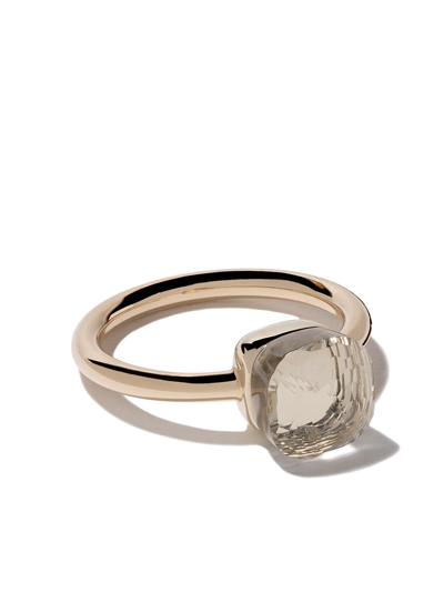 Shop Pomellato 18kt Rose & White Gold Small Nudo White Topaz Ring