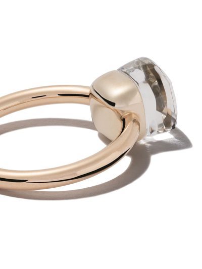 Shop Pomellato 18kt Rose & White Gold Small Nudo White Topaz Ring