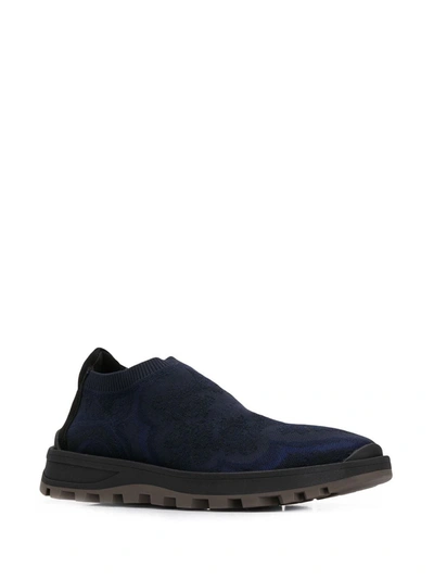 Shop Etro Floral Knitted Sock Sneakers In Blue