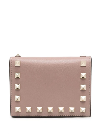 Shop Valentino Small Rockstud Wallet In Pink