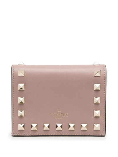 Shop Valentino Small Rockstud Wallet In Pink